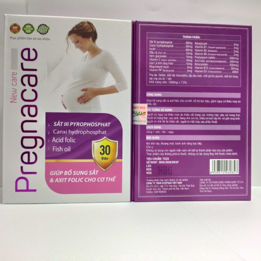 Viên bổ sắt bầu PREGNACARE, bổ sung sắt và vitamin cần thiết cho mẹ và bé (Lọ 30 viên)