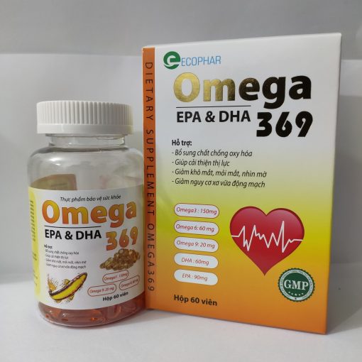 Viên uống OMEGA 369 bổ não, sáng mắt, giảm khô mờ, mỏi mắt, cải thiện thị lực, khoẻ tim mạch (lọ 60 viên)