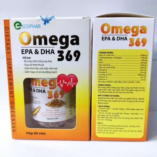 Viên uống OMEGA 369 bổ não, sáng mắt, giảm khô mờ, mỏi mắt, cải thiện thị lực, khoẻ tim mạch (lọ 60 viên)