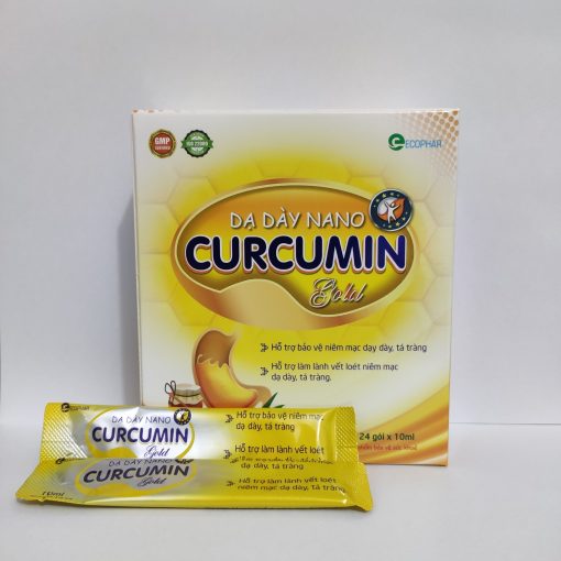 Dạ dày Nano Curcumin Gold - Giúp giảm các triệu chứng viêm loét dạ dày, tá tràng, thượng vị, giảm trào ngược(Hộp 24 gói)