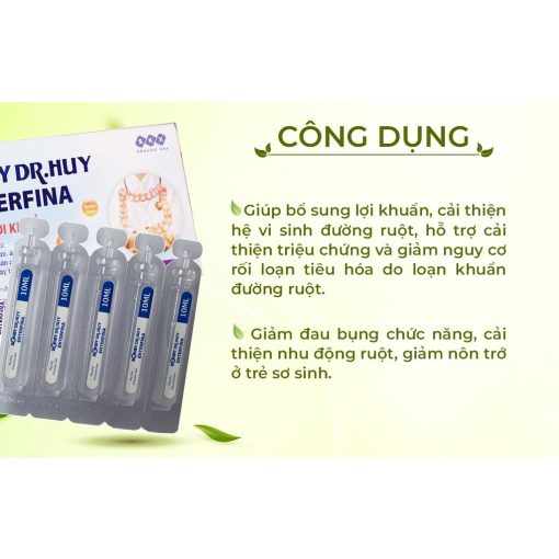 Men vi sinh Bonby Dr.Huy Enterfina bổ sung lợi khuẩn cải thiện hệ vi sinh đường ruột hộp 20 ống x 10ml