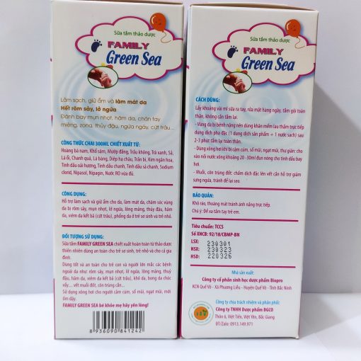 Nước tắm thảo dược dùng cho trẻ sơ sinh Baby green sea Chai 300ml sạch rôm, mẩn ngứa, hăm da, mụn nhọt, chốc đầu