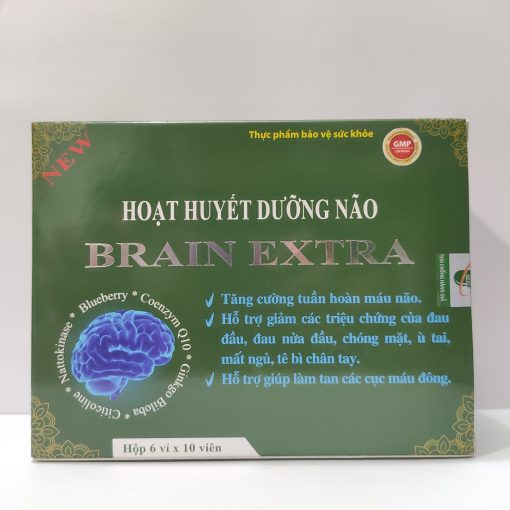 Hoạt huyết dưỡng não BRAIN EXTRA tăng cường tuần hoàn máu não, hỗ trợ hồi phục sau tai biến mạch máu não - Hộp 60 viên